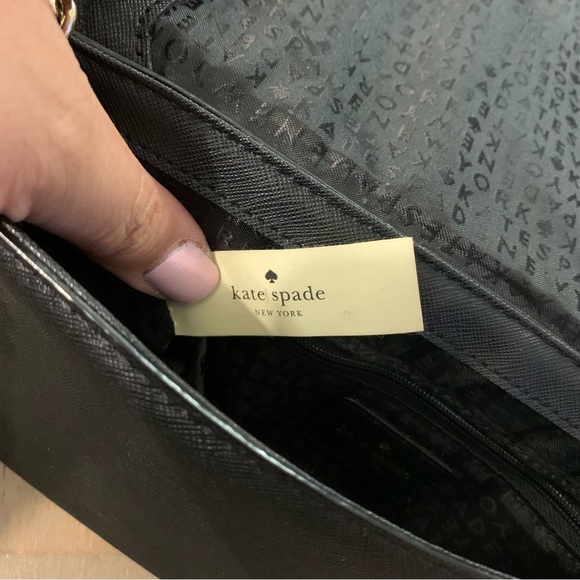 Kate Spade Black Leather Purse with Gold Chain & Black Leather Crossbody Strap - Picture 11 of 16
